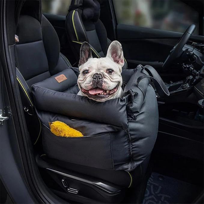 FUNNYFUZZY Dog Car Seat for Medium Sized Dogs, Waterproof 3 in 1 Soft Leather Dog Car Bed for Travel and Home,Portable and Safety,Fits Pets Up to 35 lbs(Black)