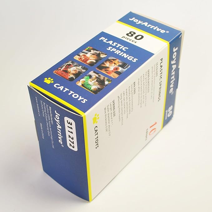 80Pcs 10 Colors Box Stored Cat Springs, Interactive Toys, Cat Spiral, Coil Toy, Hunting, Biting Toy, Swatting, Self-Play Plastic Kitten Toys