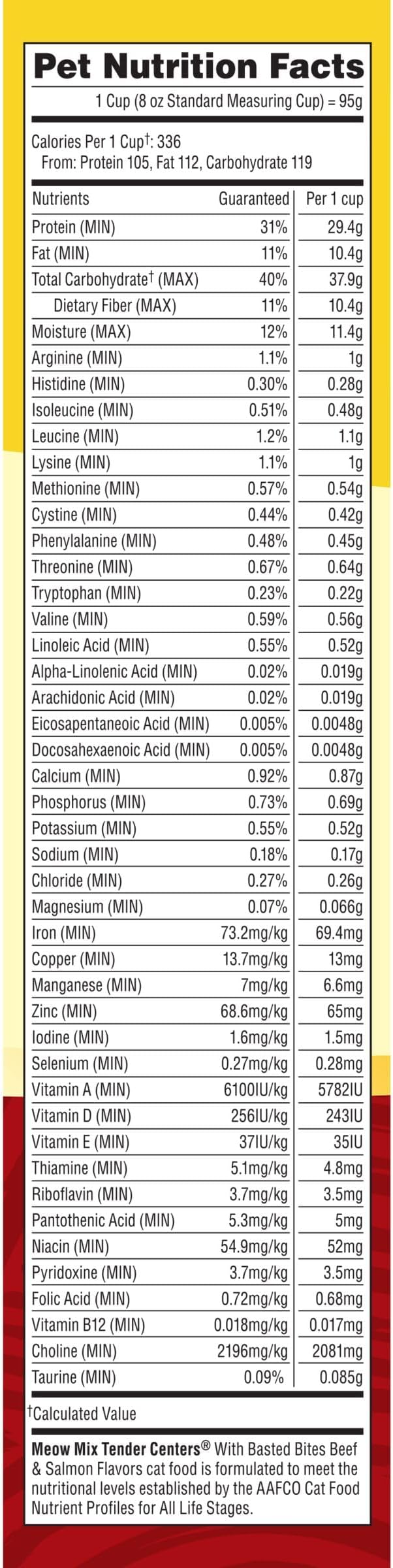 Meow Mix Tender Centers Basted Bites Dry Cat Food, Beef & Salmon Flavors, 3 Pound (Pack of 4), Crunchy Outside Meaty Inside