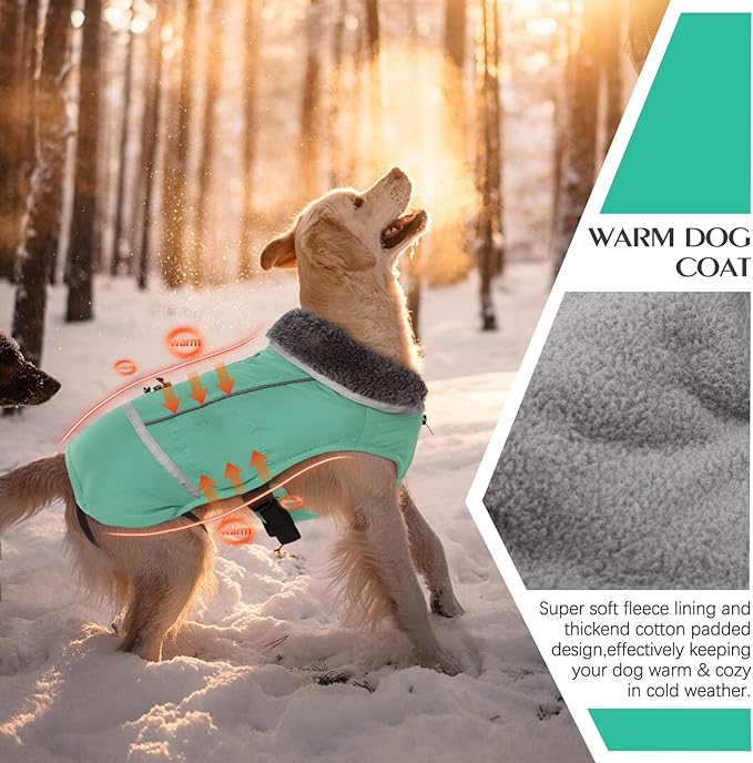 QBLEEV Warm Dog Coat: Reflective, Waterproof Winter Coat Turtleneck, Thick Fleece Snowsuit Christmas Vest for Small to Large Dogs