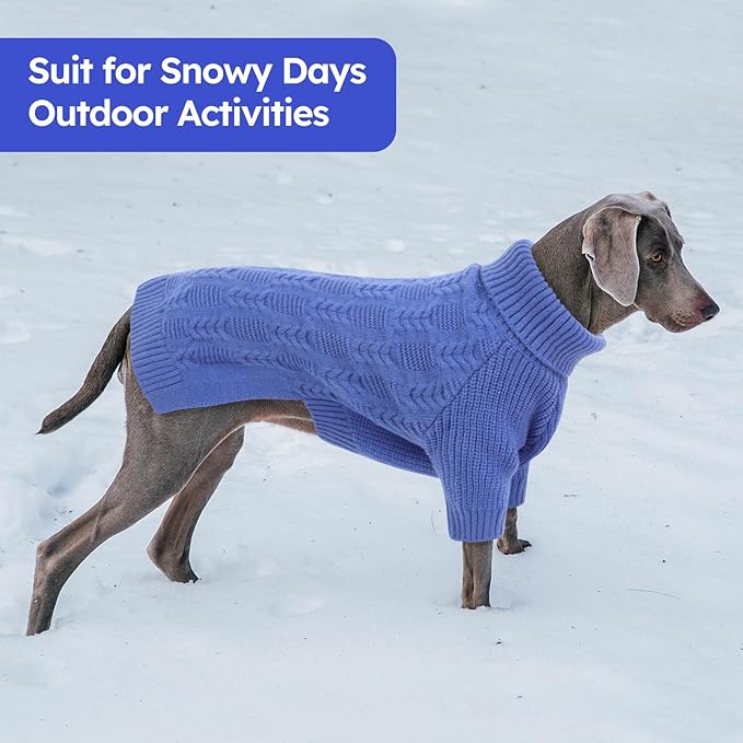 ASENKU XXXL Dog Sweaters for Large Dog Girls Boys, Pullover Turtleneck Knitted Big DoggieSweatershirt for Female Male, Doberman Great Dane Sweater for Extra-Large Breed Dogs, Blue 3XL