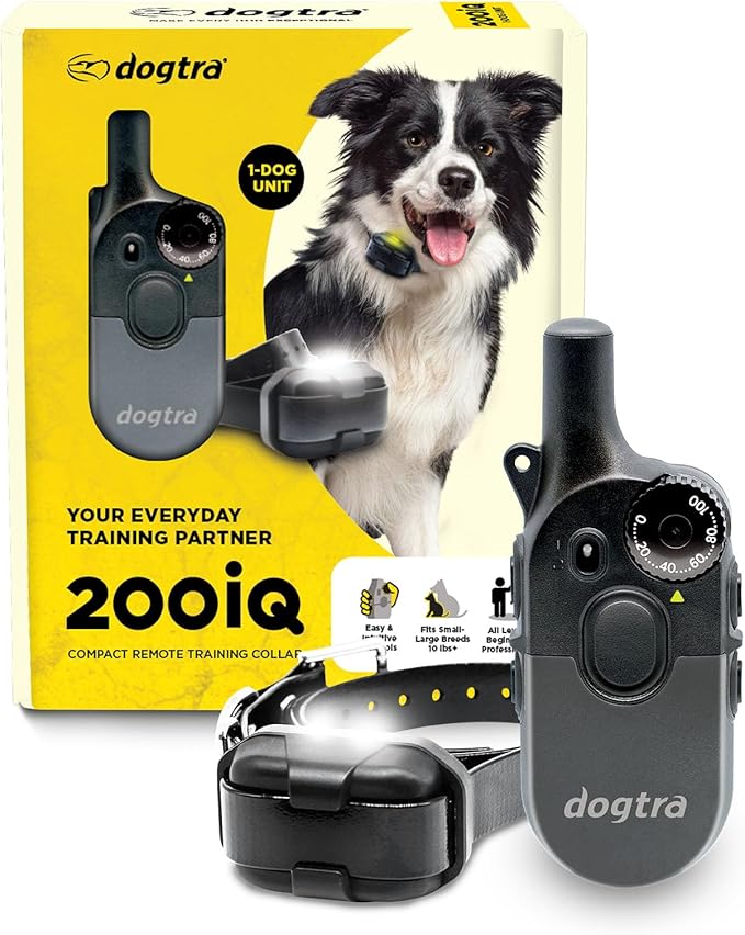 Dogtra 200iQ Remote Training E Collar – 100 Levels, Tone, Vibration, 1/2 Mile Range – Compact, Waterproof, One-Handed Control for Dogs 10 lbs+ – Lightweight Design for Daily Obedience Training