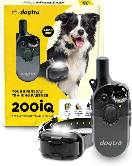 Dogtra 200iQ Remote Training E Collar – 100 Levels, Tone, Vibration, 1/2 Mile Range – Compact, Waterproof, One-Handed Control for Dogs 10 lbs+ – Lightweight Design for Daily Obedience Training