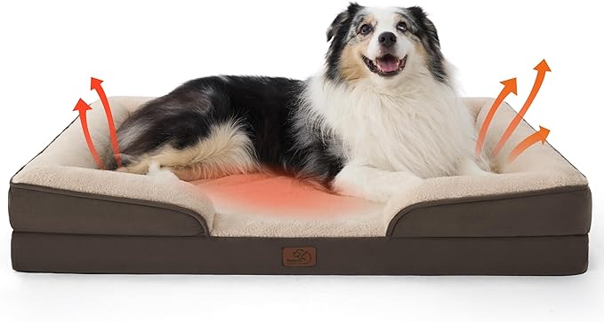 Bedsure XL Self Warming Orthopedic Dog Bed for Extra Large Dogs - Washable XLarge Dog Bed Waterproof, Comfort Pet Couch with Removable Cover, Supportive Foam Pets Sofa with Nonskid Bottom, Brown