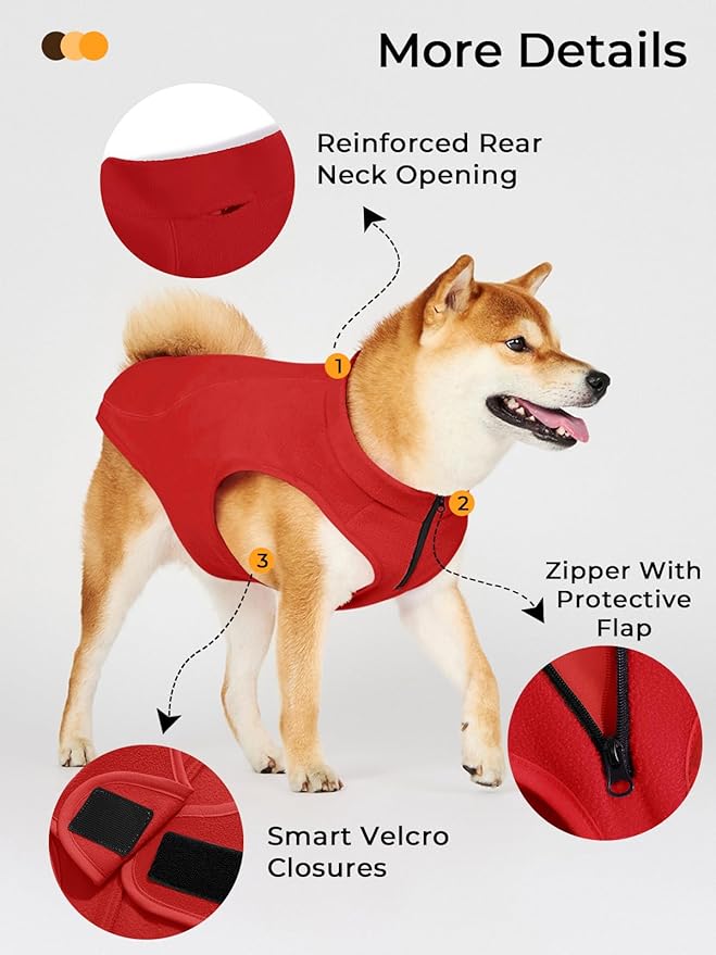 Haloumoning Dogs Fleece Coats Pet Jackets for Small and Medium Dogs Puppy Mock Neck Zipper Fall Winter Jacket