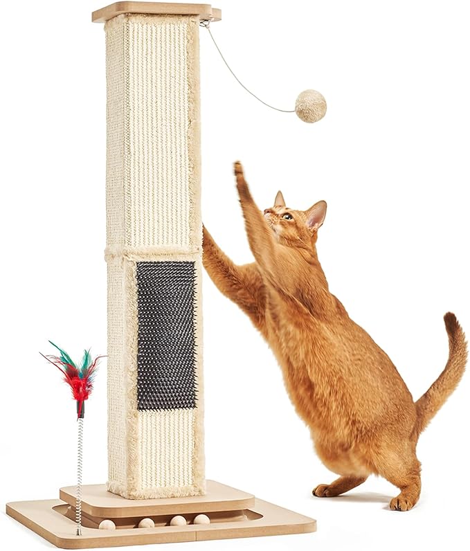 Cat Scratching Post Sisal Scratch Posts for Indoor Cats Adults Tower Cat Scratch Furniture Protector Large Cat Scratcher Kitten Toys Tall 33 Inch