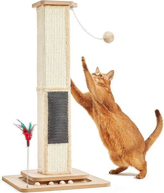 Cat Scratching Post Sisal Scratch Posts for Indoor Cats Adults Tower Cat Scratch Furniture Protector Large Cat Scratcher Kitten Toys Tall 33 Inch