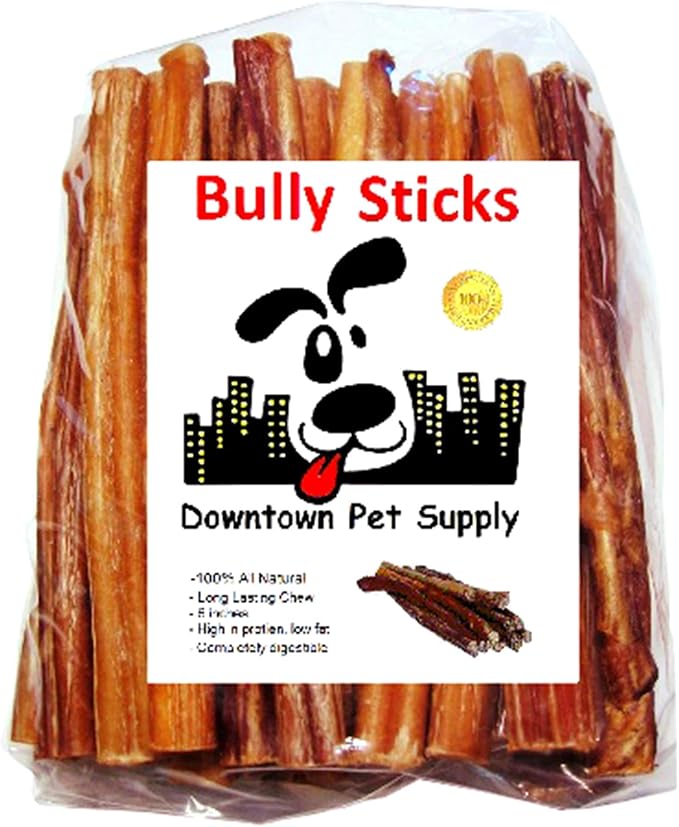 Downtown Pet Supply 6-inch Bully Sticks for Dogs, Pack of 100 - Single Ingredient, Nutrient-Rich and Odor Free Bully Sticks for Dogs - Rawhide Free Dog Chews Long Lasting and Non-Splintering