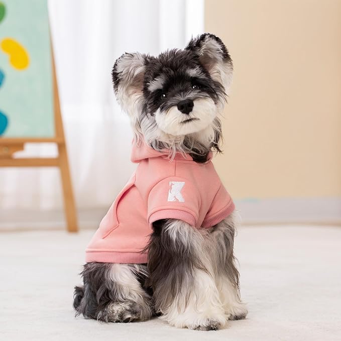 Koneseve Dog Hoodie - Fleece Warm Sweater with Pocket, Soft Clothes for Daily Wear, Basic Hooded Sweatshirts, Winter Coat Clothing, Comfort Tee Shirt Fit for All Breeds Pet - Pink - S