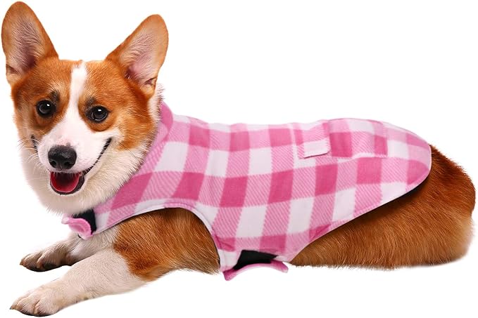 ASENKU Dog Winter Coat, Fleece Doggie Jacket Plaid Reversible Vest Waterproof Windproof Cold Weather Clothes for Small Medium Large Dogs (Pink,3XL)