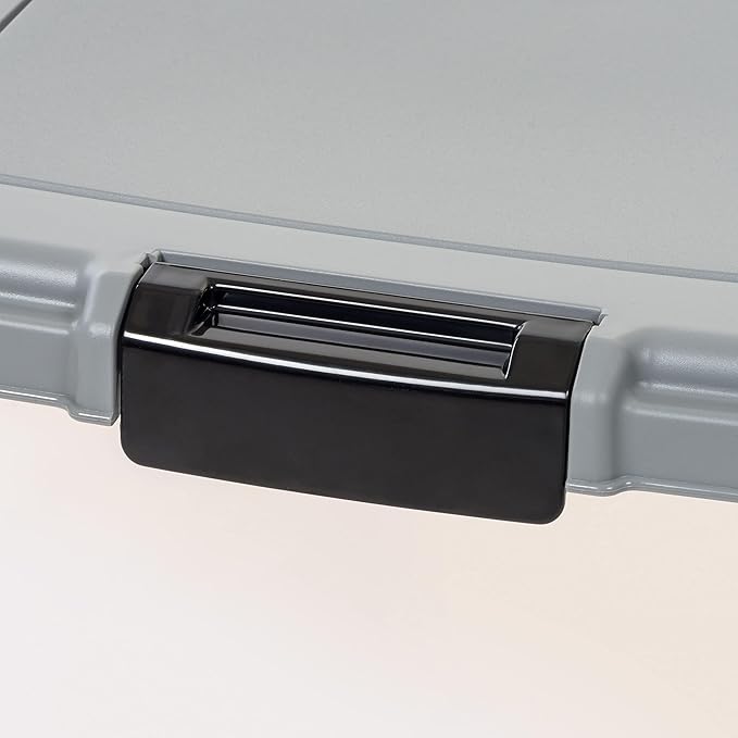 Amazon Basics Airtight Dog Food Storage Container with Scoop and Wheels, 69 QT, Gray