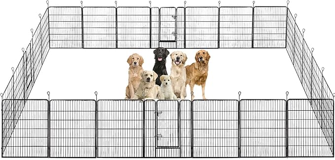 BestPet | Dog Playpen | 40 Inch, 24 Panels | Heavy Duty Metal Pet Exercise Pen | Indoor Outdoor Fence Panels | Rust-Resistant, Removable, Tool-Free Setup | Anti-Skid, Expandable Design