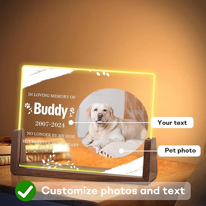 Custom Dog Memorial Gifts for Loss of Dog, Pet Sympathy Gifts, Customized Dog Passing Away Acrylic Plaque with Photo, Loss of Dog Sympathy Gift, Personalized Christmas Birthday Gifts for Pet Lover