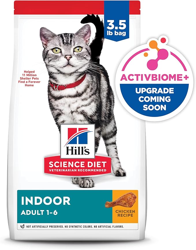 Hill's Science Diet Indoor, Adult 1-6, Easy Litter Box Cleanup, Dry Cat Food, Chicken Recipe, 3.5 lb Bag