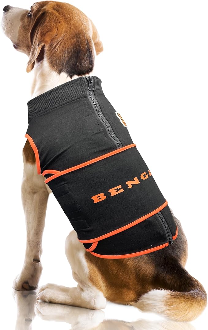 NFL Cincinnati Bengals Dog Anxiety Shirt Calming Soothing Solution Vest, for Dogs/Cats with Anxiety, Fears, Fireworks, Loud Noises, Dark, Lonely Keeps Dogs Calm Feeling Safe, Relaxing Jacket, X-Small
