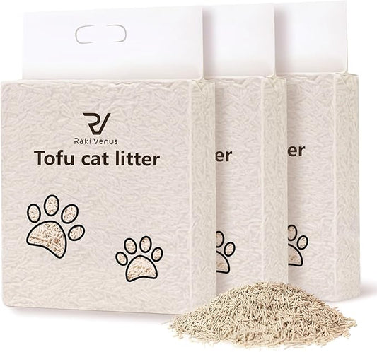 Tofu Cat Litter - Strong Clumping, Ultra Absorbent, Odor Control, Flushable, Low Tracking, Low Dust Tofu Litter Pellets - 3 Packs/18LB (Original Flavor)
