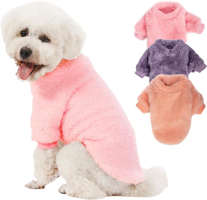 Dog Sweater, 3 Pack Dog Sweaters for Small Dogs, Dog Clothes for Small Dogs Girl Boy, Ultra Soft and Warm Puppy Sweater Dog Coat for Winter Christmas (X-Large, Pink+Purple+Peach)