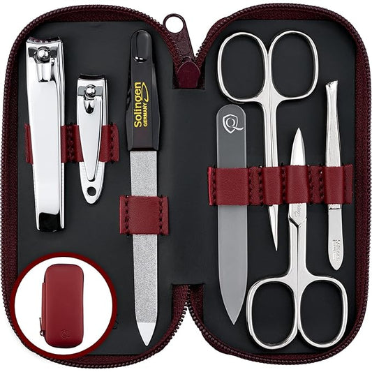 marQus Manicure Sets for Women & Men from Solingen Germany with Glass Nail File - Quality Grooming Kit Incl. Nail Clippers & Glass Nail File, Nail Kit Perfect for Pedicure.