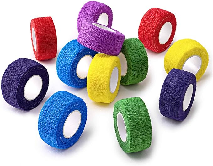 WePet Pet Wrap, Self-Adhesive Non-Woven Bandage, Emergency Cohesive Gauze, for Dogs, Cats, Horse, Birds, Wounds, Wrist Healing, Ankle Sprain, 1 Inch, 12 Rolls