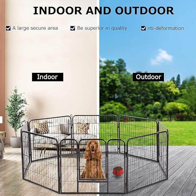 BestPet | Dog Playpen | 32 Inch, 8 Panels | Heavy Duty Metal Pet Exercise Pen | Indoor Outdoor Fence Panels | Rust-Resistant, Removable, Tool-Free Setup | Anti-Skid, Expandable Design