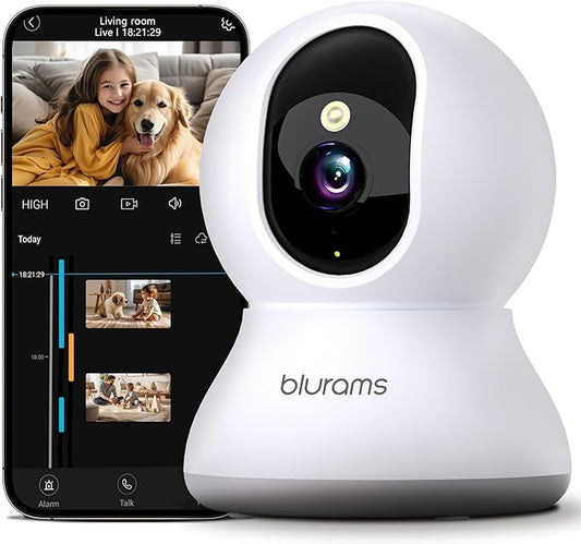 blurams Pet Camera 2K, Dog Camera with Phone App, 360° PTZ Indoor Cameras for Home Security Indoor, Color Night Vision, 2-Way Talk, Motion Detection&Tracking, Cloud&SD(2.4GHz Only)