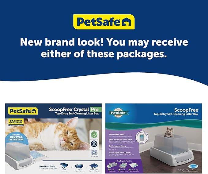 PetSafe ScoopFree Crystal Pro Self-Cleaning Automatic Litter Box - Top-Entry Motion-Sensing Cat Box with Integrated Health Counter - Includes 1 Disposable Crystal Litter Tray