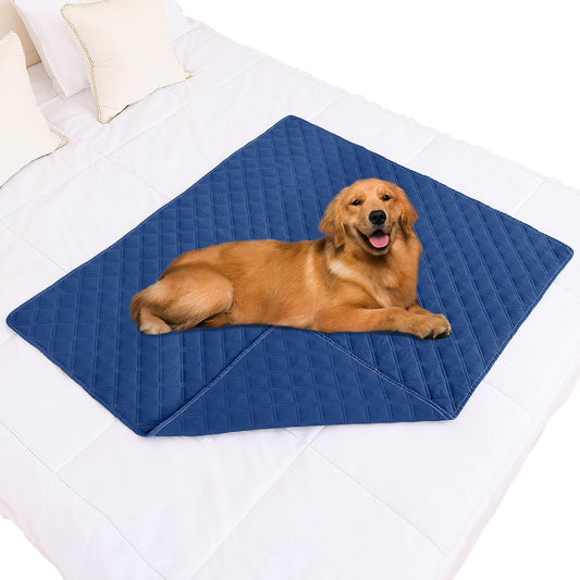 Smiry Waterproof Dog Bed Cover Pet Blanket, Soft Washable Dog Blanket for Furniture Bed Couch Sofa Reversible, Checkered (40"x50", Navy/Navy)