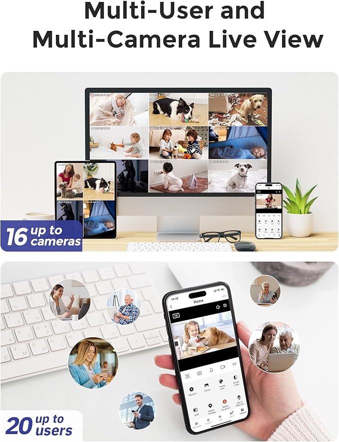 Hugolog 3K 5MP Indoor Pan/Tilt Security Camera with Auto-Focus,2.4 GHZ/5 GHZ,Ideal for Baby Monitor/Pet Camera,Starlight Color Night Vision,Human/Pet AI,Two-Way Audio,US Cloud,Compatible with Alexa