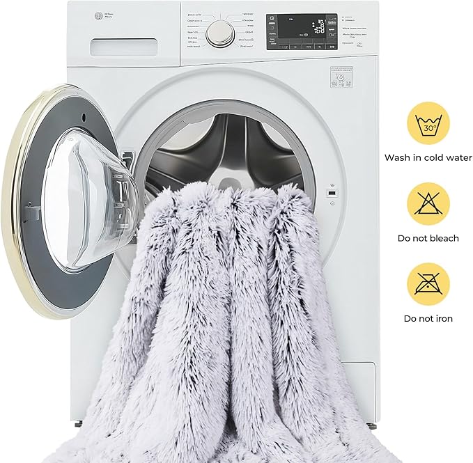 Luciphia Large Waterproof Dog Blanket for Pet Washable Liquid Proof Bed Intimacy Protection Shaggy Plush Calming Long Faux Fur Couch Cover Calming Cat Throw Blankets, Mist Grey, 60" x 80"