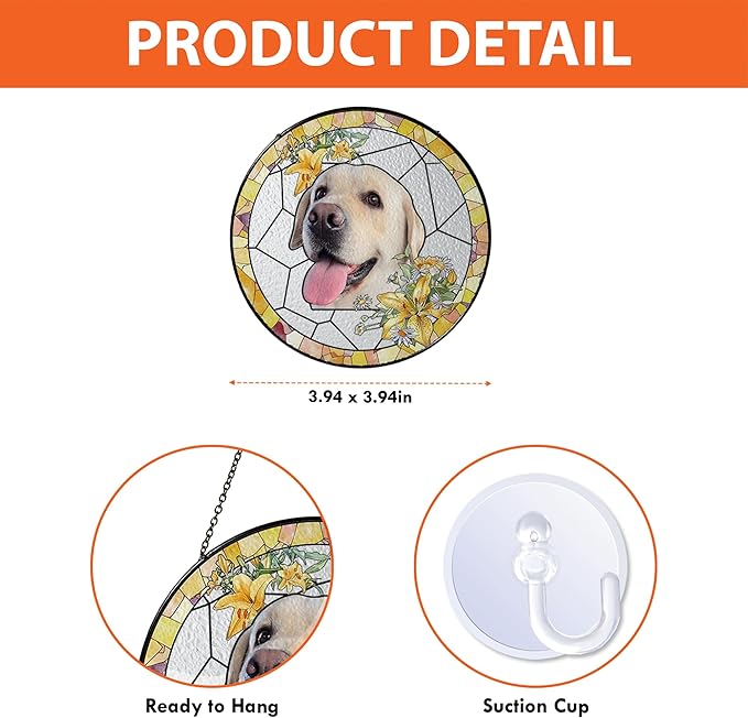 NAZENTI Personalized Cat Memorial Suncatcher, Sympathy Gift for Loss of Pet, Cat Remembrance Gift, Stained Glass Suncatcher, Custom Portrait Photo and Name, Pet Memorial Ornament Window Hanging 1