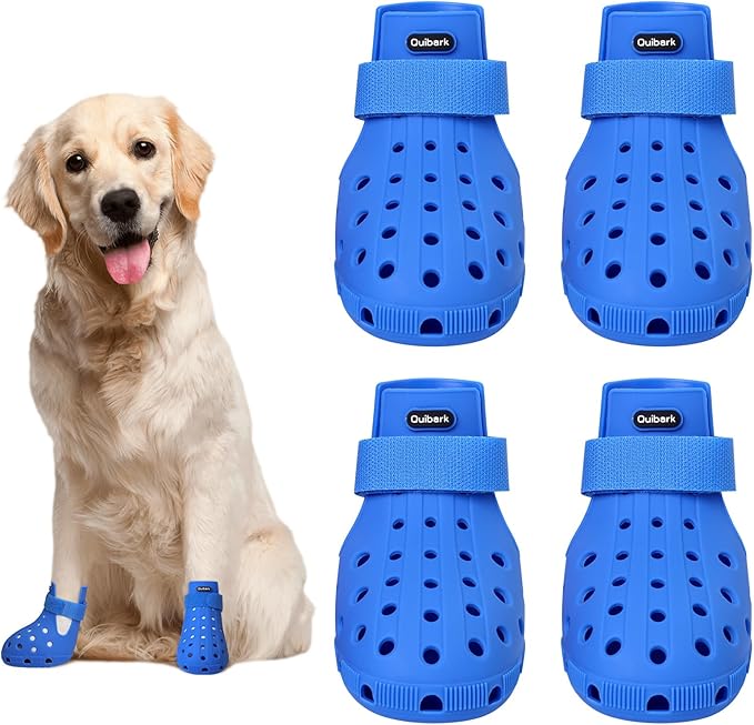 Dog Shoes for Hot Pavement Non-Slip Waterproof Dog Shoes for Medium Dogs Large Size Dogs Easy ON & Off Adjustable Easy-Clean for Beach Outdoor Blue, Size L: (3.5x2.63’’)(L*W)