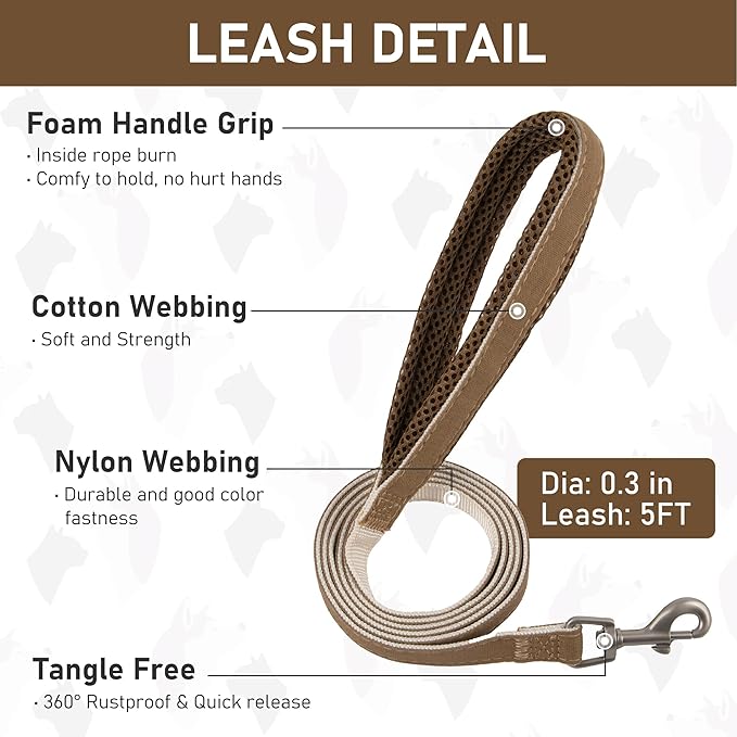 GAMUDA Small Pet Harness Collar and Leash Set, Step in No Chock No Pull Linen Fabric Soft Mesh Dog Vest Harnesses Reflective for Dogs Puppy Cats Kitten Rabbit (Brown, S)