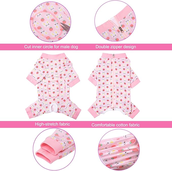 Dog Recovery Suit for Small Medium Large Dogs, Pet Onesie After Surgery Comfort Dog Bodysuit Anti Licking (4X-Large, Pink Bunny)