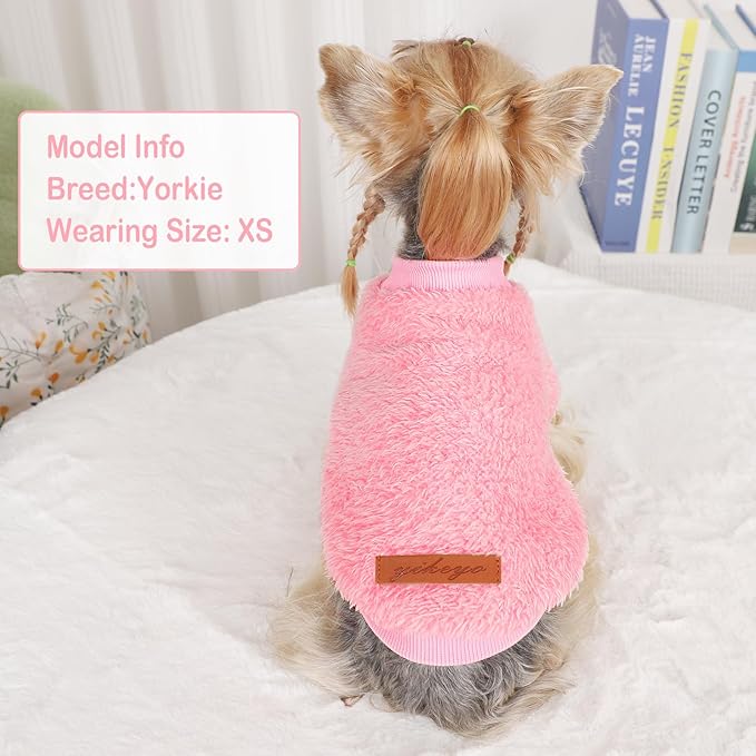 Dog Sweater Sweaters for Small Dogs Girl Purple Fleece Clothes Winter Soft Thickening Warm Puppy Boy Teacup Yorkie Chihuahua (S,Pink)