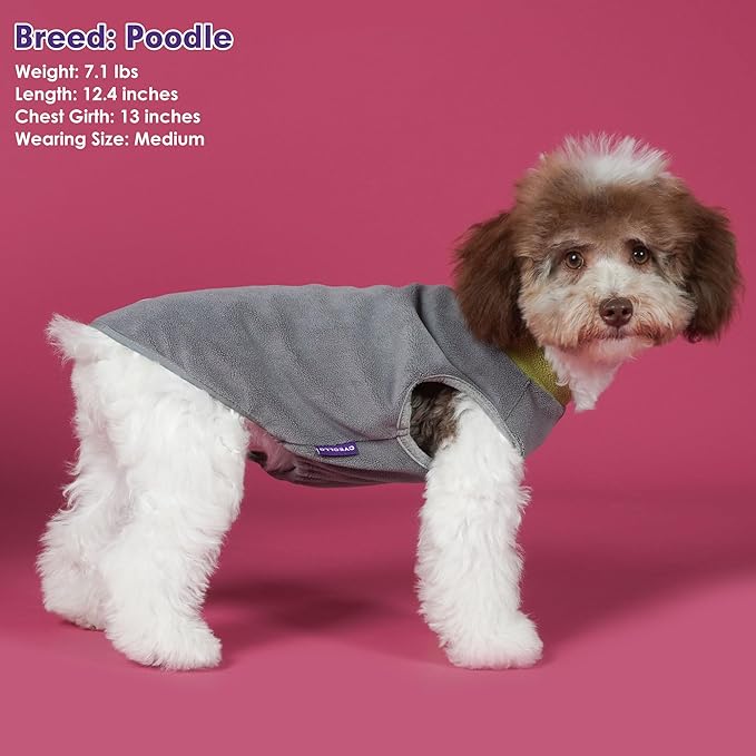 cyeollo 2 Pack Dog Sweater Fleece Vest Dog Sweatshirt Reflective Lightweight Pet Clothes for Small Dogs Boy Girl Pet Apparel Grass Green, Grey, XL