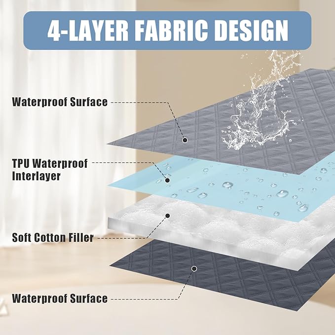 Smiry Waterproof Dog Bed Cover Pet Blanket, Soft Washable Dog Blanket for Furniture Bed Couch Sofa Reversible, Checkered (40"x70", Grey/Dark Grey)