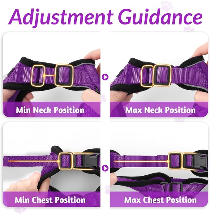 rabbitgoo Cat Harness and Leash for Walking, Escape Proof Soft Adjustable Vest Harnesses for Cats, Easy Control Breathable Reflective Strips Jacket, Purple, S