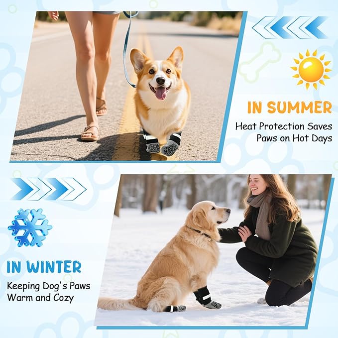 HeavenEye Dog Socks for Hardwood Floors, Anti Slip Dog Paw Protectors Shoes, Maximum Grip Prevent Licking Paws Slipping Hot Cold Pavement Boots for Small Medium Large Senior Dogs(Black Leopard, XL)