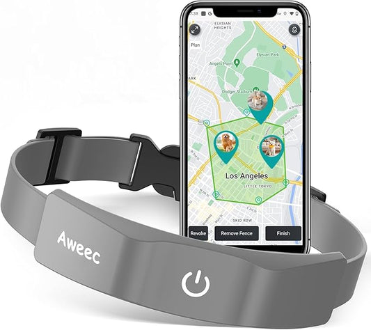 GPS Wireless Dog Fence with Free App, Electric Fence System with Training Collar, Portable Fence for Outdoor Use, Rechargeable Waterproof Flexiable Collar, Adjustable for Large Medium Dogs