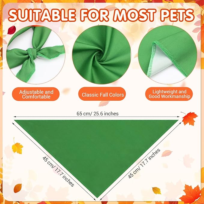 48 Pcs Fall Dog Bandanas Bulk Sublimation Blank Bandanas for Dogs Heat Transfer Triangle Bibs DIY Scarf for Small Medium Large Puppy Pets Halloween Christmas Costume(Red Green Orange Brown)
