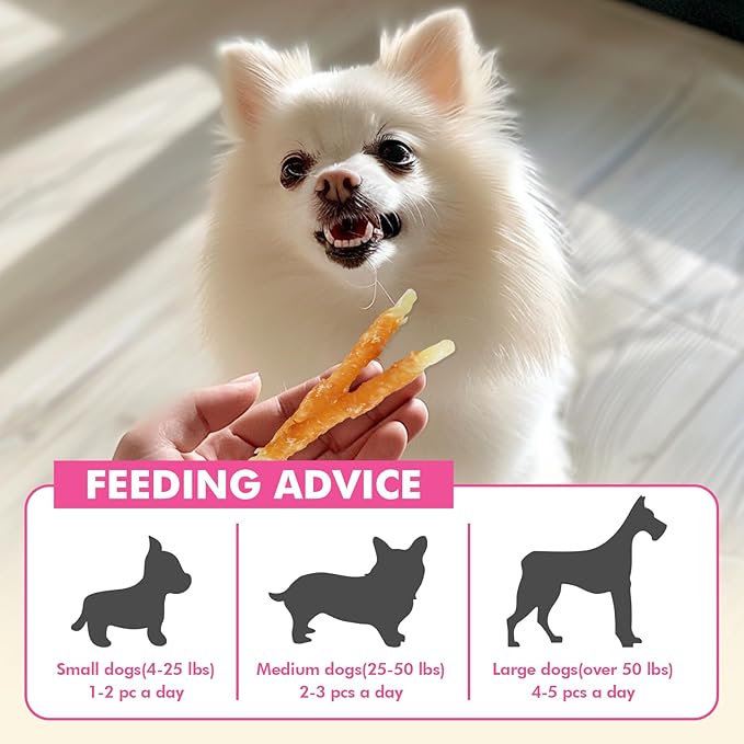 Dog Treats, Chicken Wrapped Cod Sticks, Rawhide Free Dog Chews, Healthy Soft Treats for Small Dogs, 8.82 oz