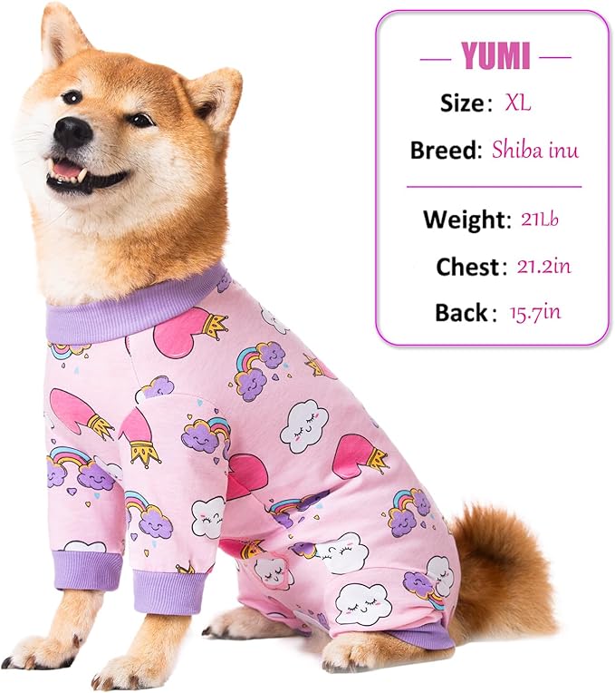 Dog Recovery Suit for Small Medium Large Dogs, Pet Onesie After Surgery Comfort Dog Bodysuit Anti Licking (4X-Large, Pink Heart)