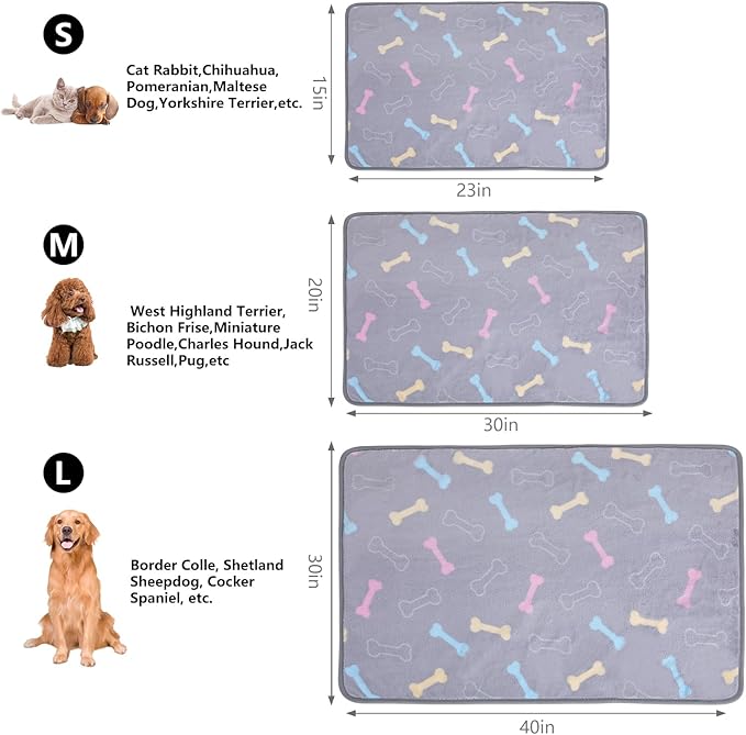 SORKUT 1 Pack 6 Dog Blankets Cat Soft Fluffy Fleece Pet Blanket Puppy Blanket Warm Paw Print Design Puppy Kitten Doggy,Large(40"x30")