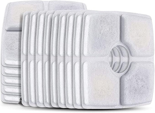 Cat Water Fountain Filters, 16 Pack Replacement Filter Fit for Top Square 84oz/2.5L Cat Pet Fountain, 3 Filtration System.Not compatible with 95oz/2.8L Pet Fountain