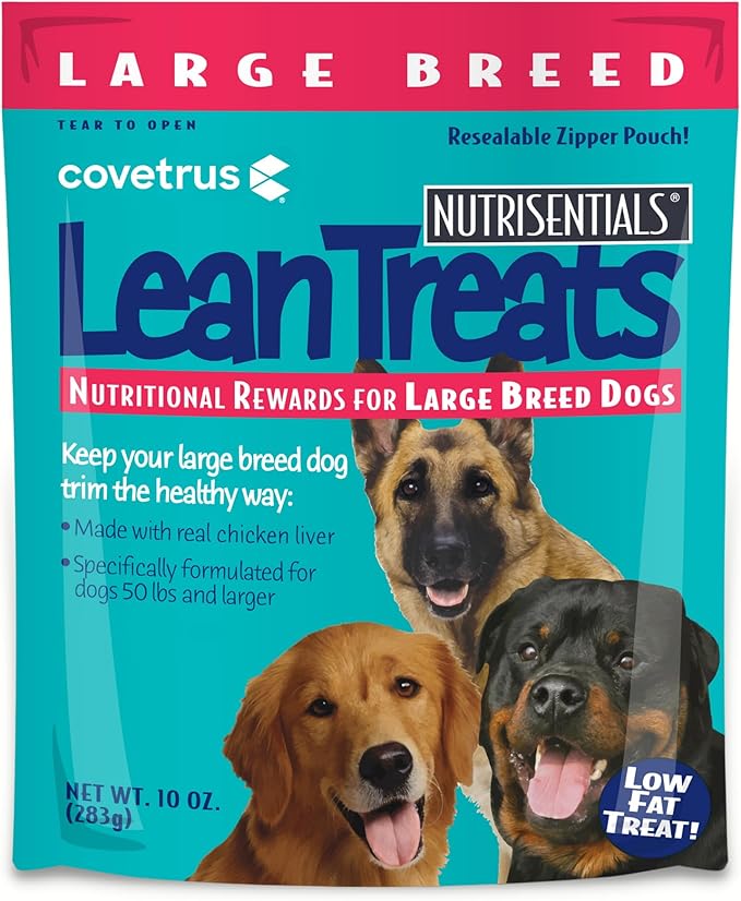 Covetrus Nutrisential Lean Treats for Large Dogs - Soft Dog Treats for Large Dogs - Nutritional Low Fat Bite Size K9 Treats - Chicken Flavor - 10oz - 16 Pack