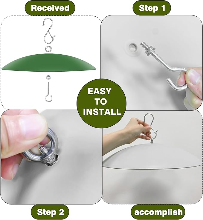 13" Bird Feeder Rain Cover,Bird House Dome,Hummingbird Feeder Guard, Proof for Shepherd's Hook Outdoors, (Green), 3Pack