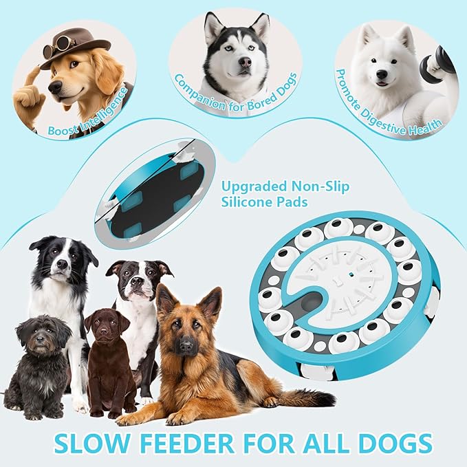 Dog Puzzle Toy, Level 3 in 1 Brain Mental Stimulation Dog Puzzles for Smart Dogs, Interactive Treat Dispenser Cognitive Enrichment Toys Puppy Puzzle Game for Mind Boredom-13.31"x13.31" Blue