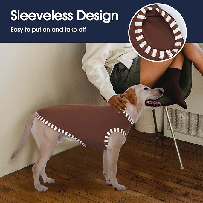 IECOii 2 Pack Large Dog T-Shirt | Non-Restrictive Fit for Running, Breathable Summer Wear - Non-stuffy Design - Keeps Pups Comfortable in Hot Weather, Coffee+DarkRed, 2XL