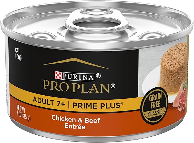 Purina Pro Plan Senior Cat Food Wet Pate, Chicken and Beef Entree - (Pack of 24) 3 oz. Pull-Top Cans