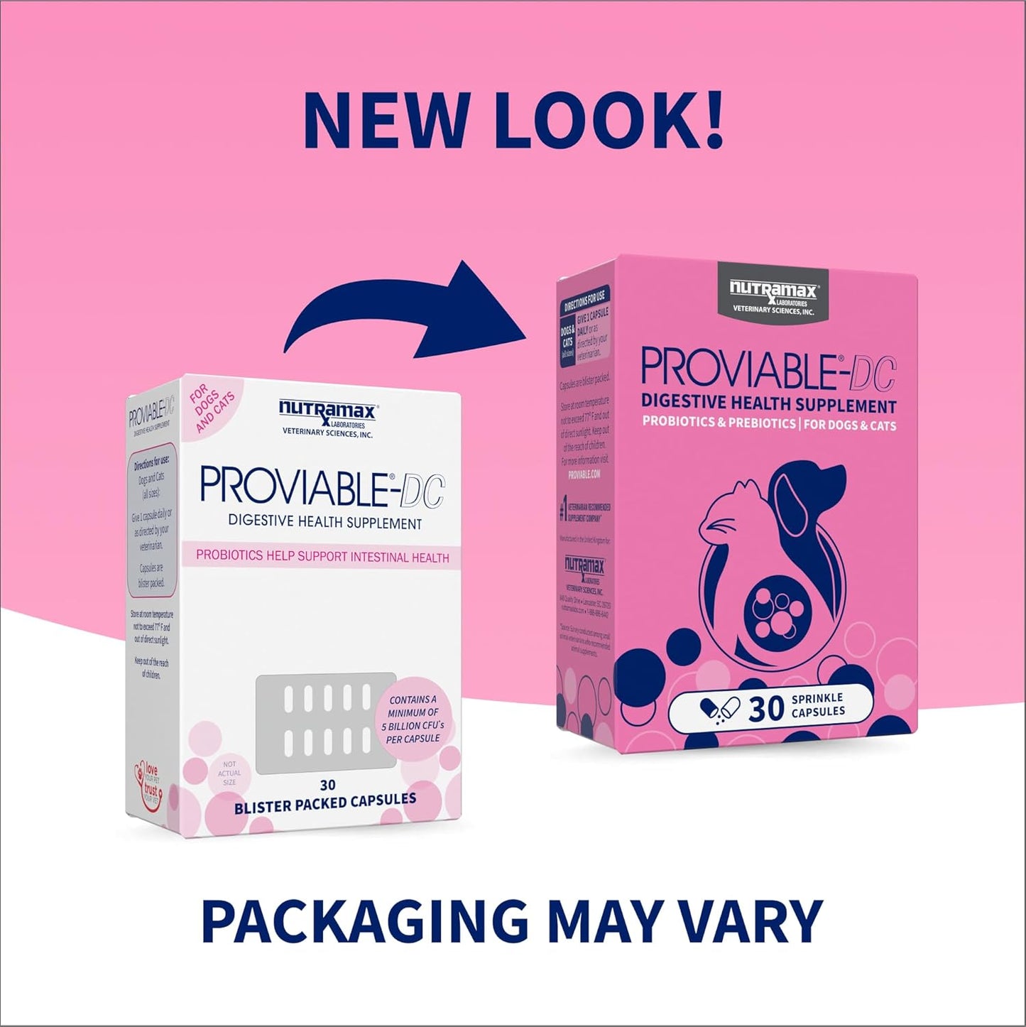 Nutramax Laboratories 30 Count Proviable Health Supplement for Cats and Dogs (PROVDC30)